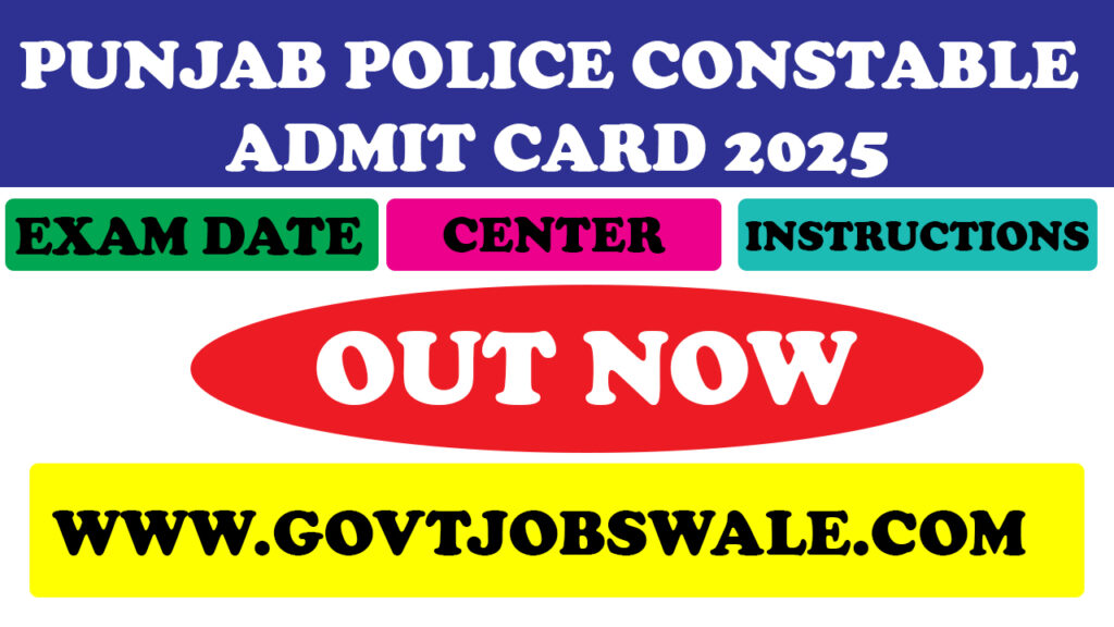 Punjab Police Constable Admit Card 2025