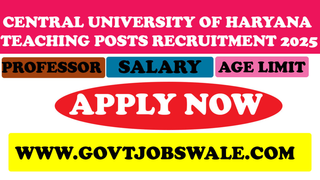 Central University of Haryana Teaching Posts Recruitment 2025