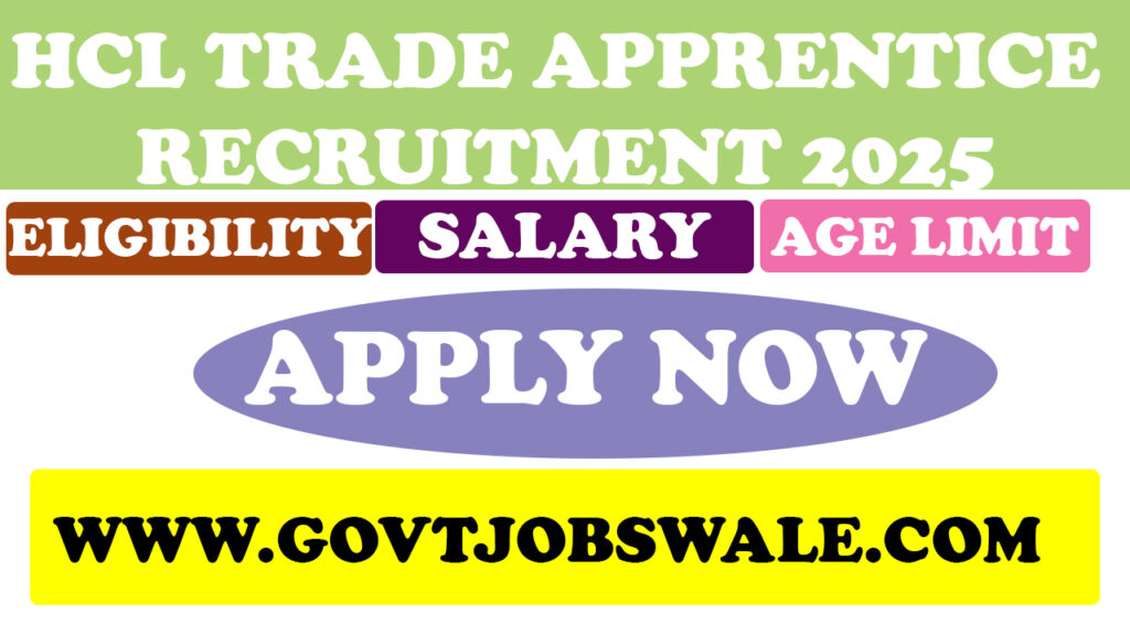 HCL Trade Apprentice Recruitment 2025