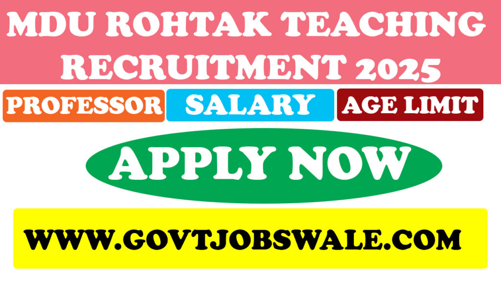 MDU Rohtak Teaching Recruitment 2025