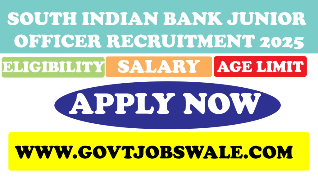 South Indian Bank Junior Officer Recruitment 2025