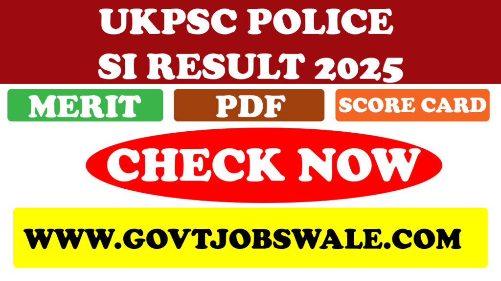 UKPSC Police SI Result 2025