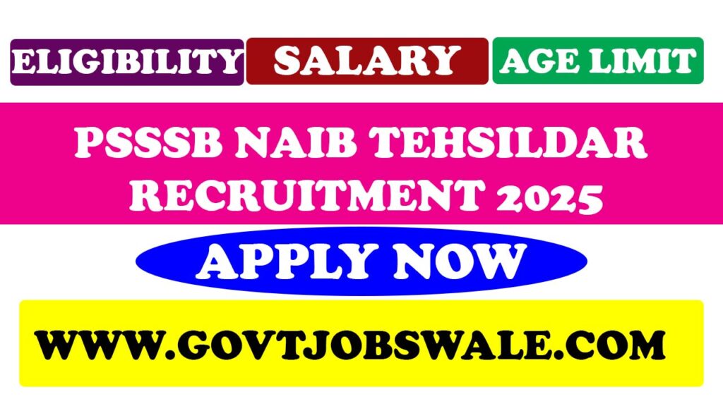 PSSSB Naib Tehsildar Recruitment 2025