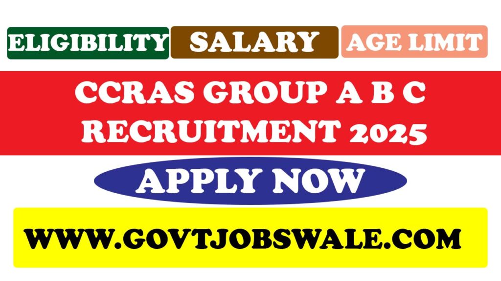 CCRAS Group A B C Recruitment 2025