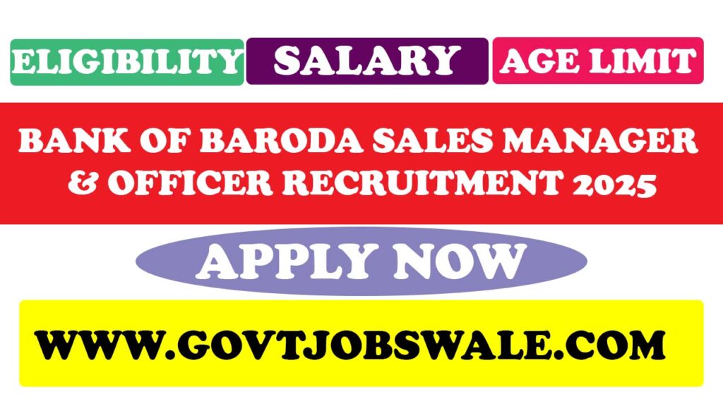 Bank of Baroda Sales Manager & Officer Recruitment 2025