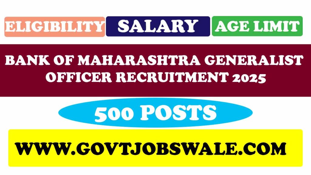 Bank of Maharashtra Generalist Officer Recruitment 2025