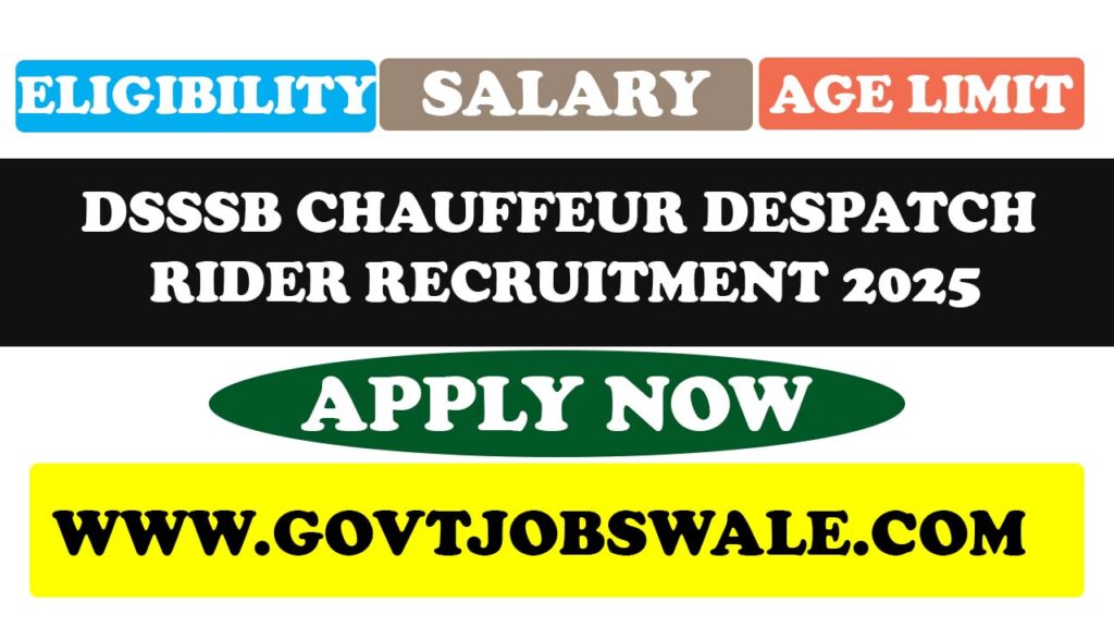 DSSSB Chauffeur Despatch Rider Recruitment 2025