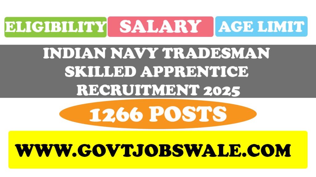 Indian Navy Tradesman Skilled Apprentice Recruitment 2025